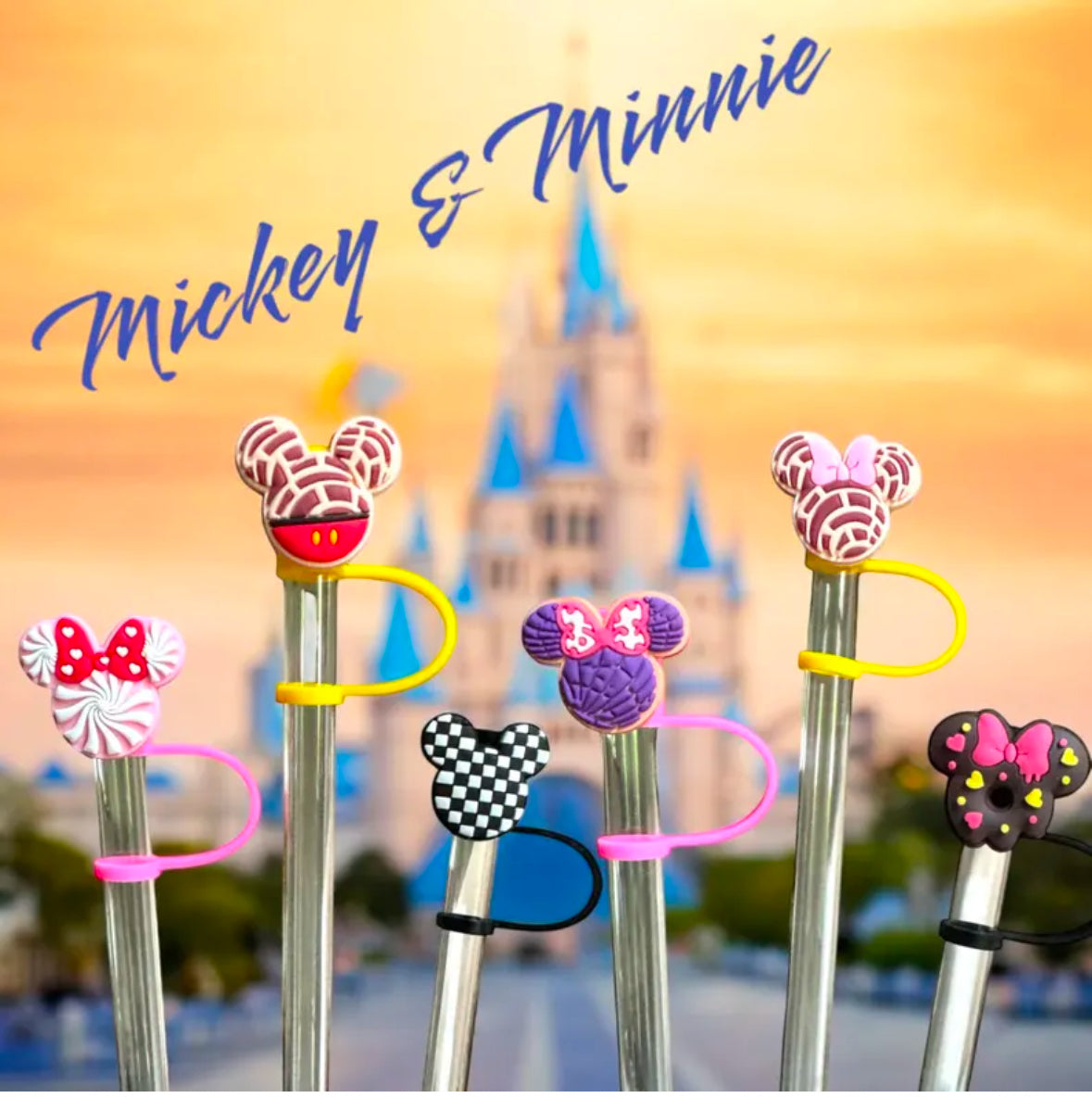 Mickey and Minnie Mouse Straw Toppers