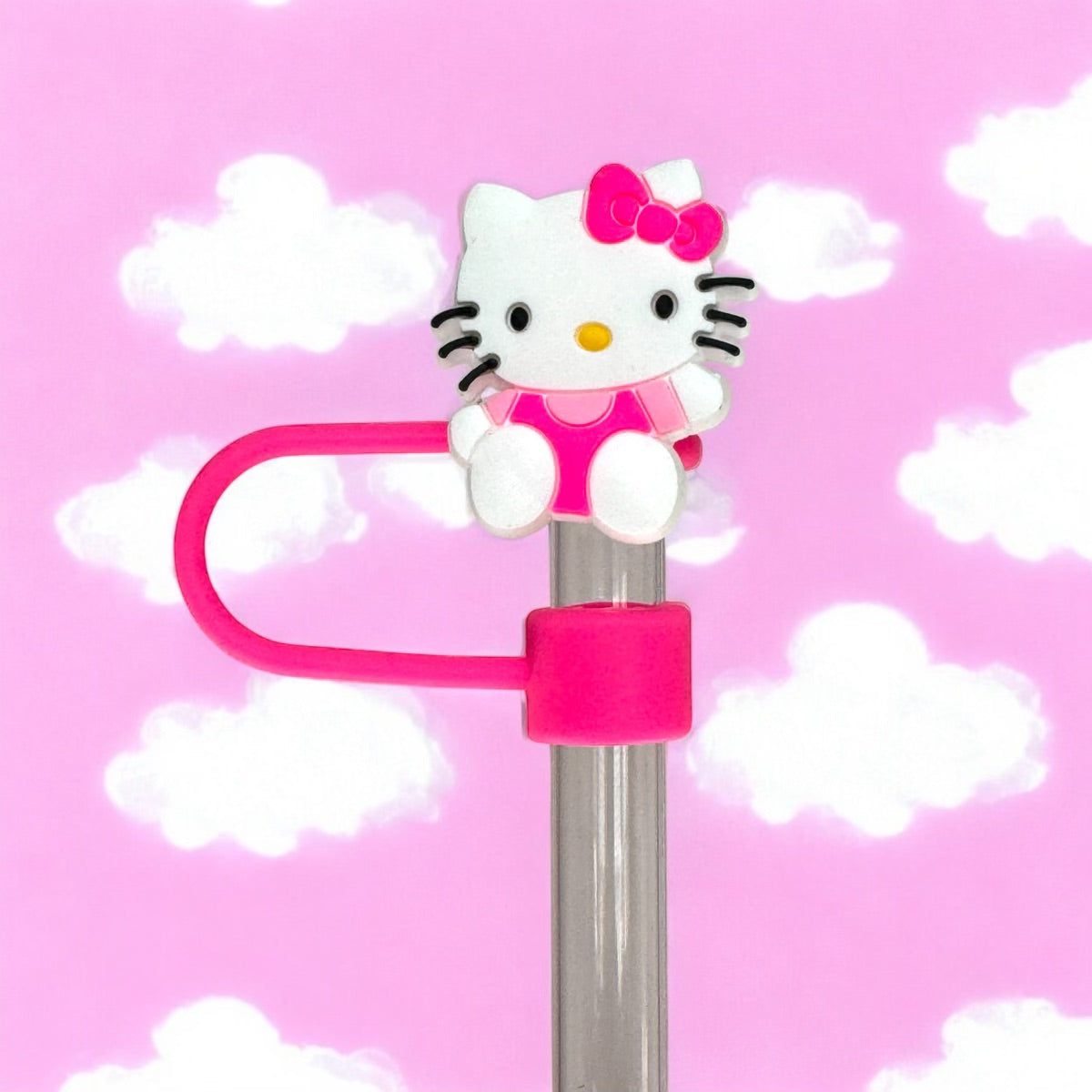 Hello Kitty Pink Red Straw Toppers