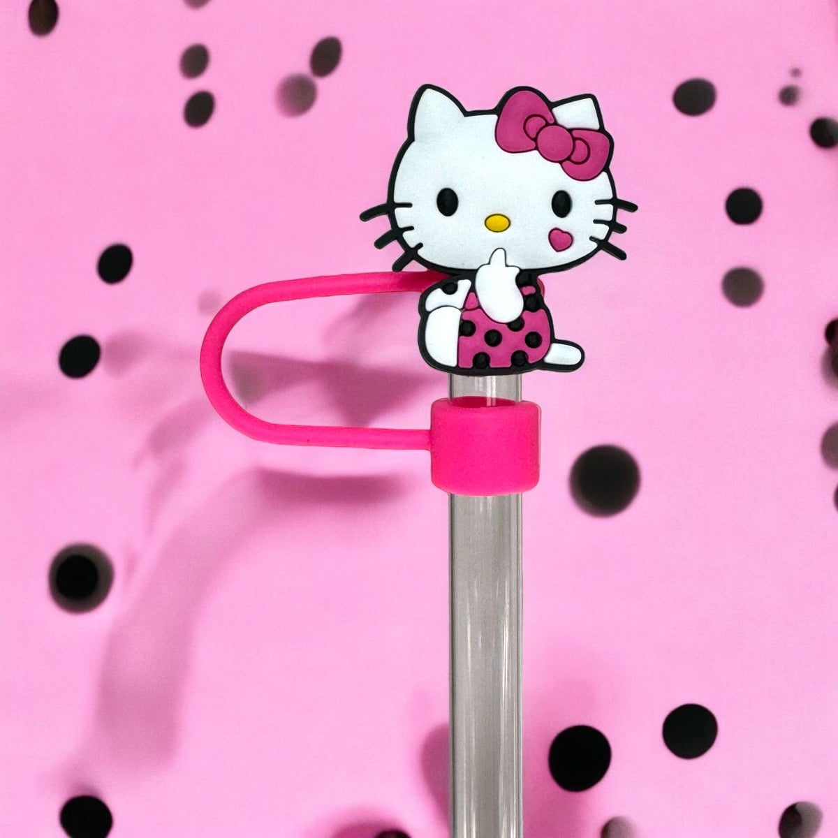 Hello Kitty Pink Red Straw Toppers