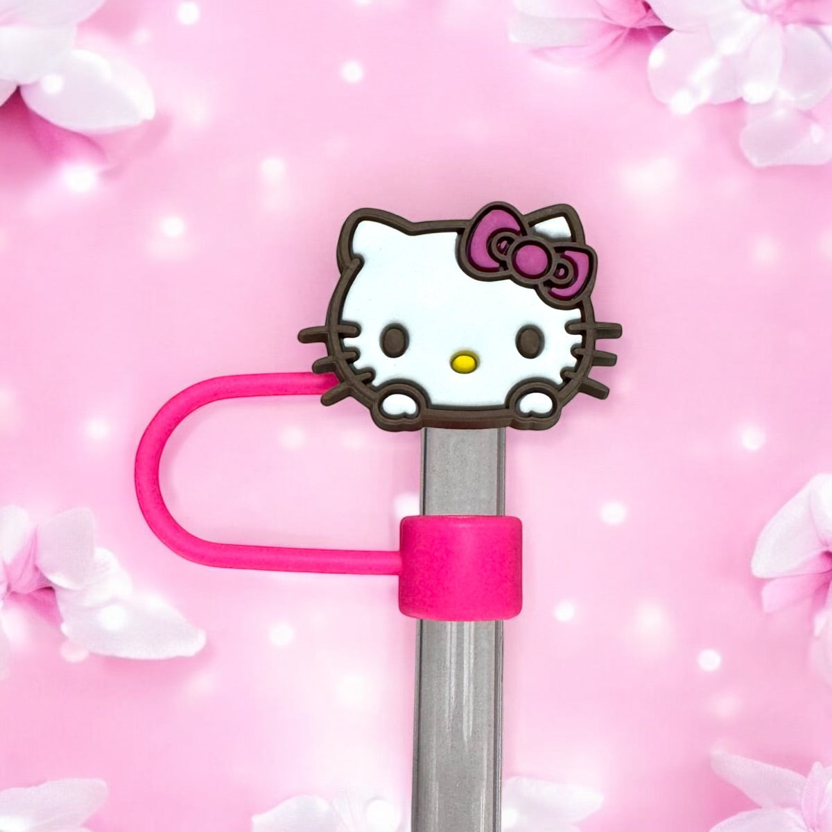 Hello Kitty Pink Red Straw Toppers
