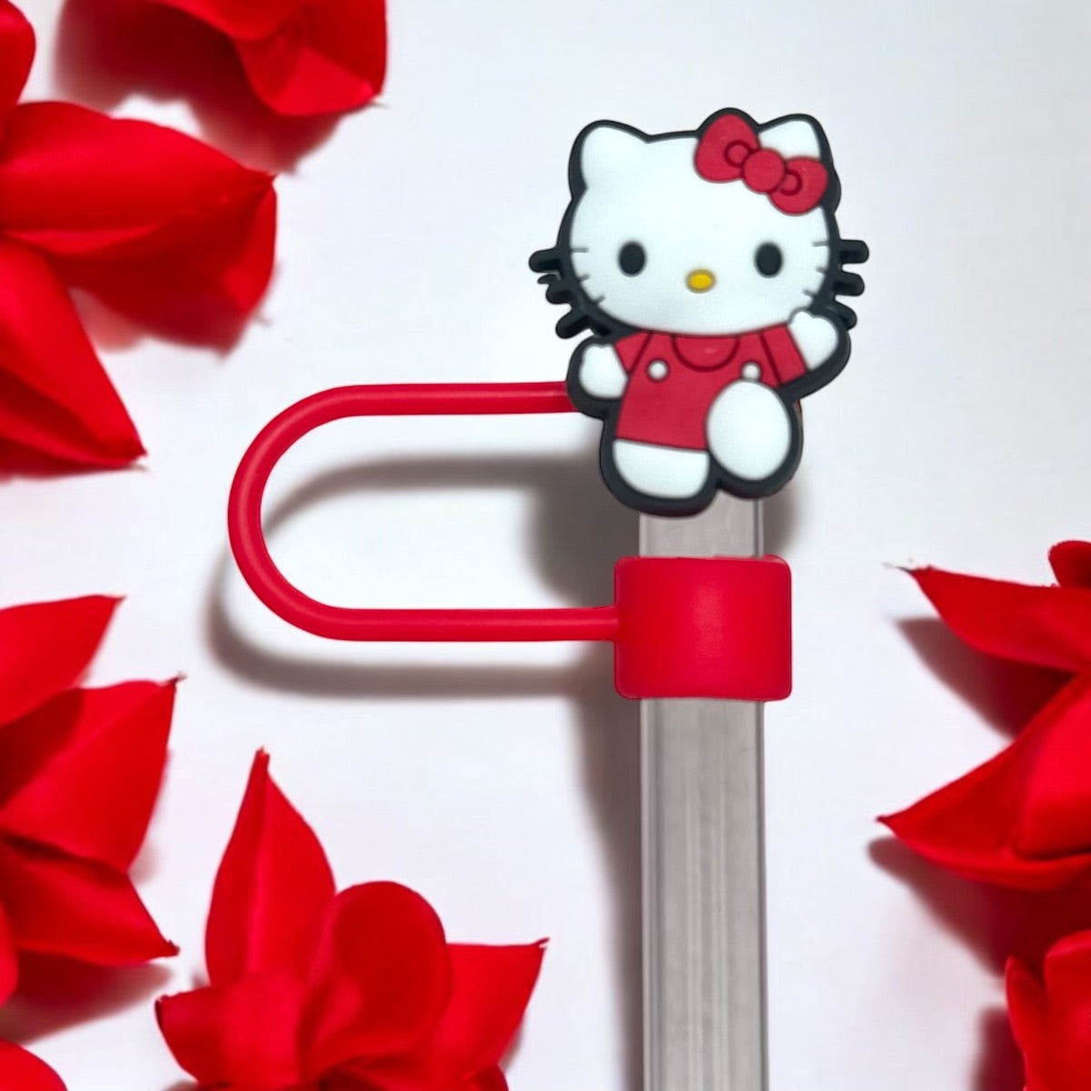 Hello Kitty Pink Red Straw Toppers