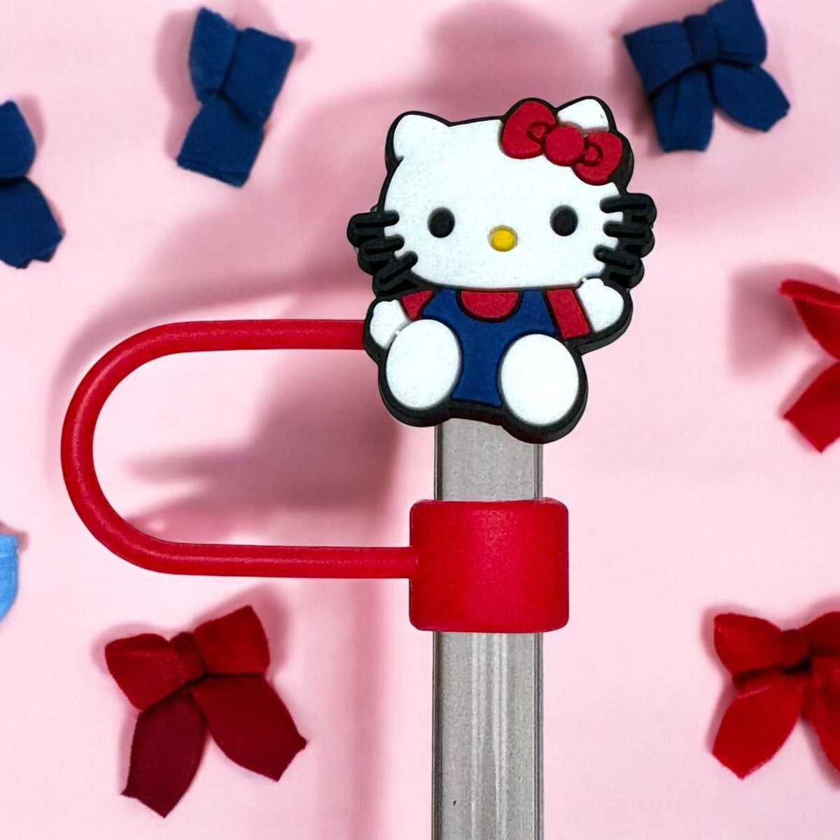 Hello Kitty Pink Red Straw Toppers