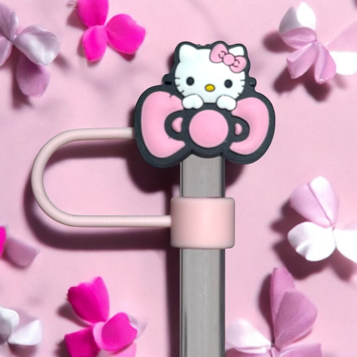 Hello Kitty Pink Red Straw Toppers