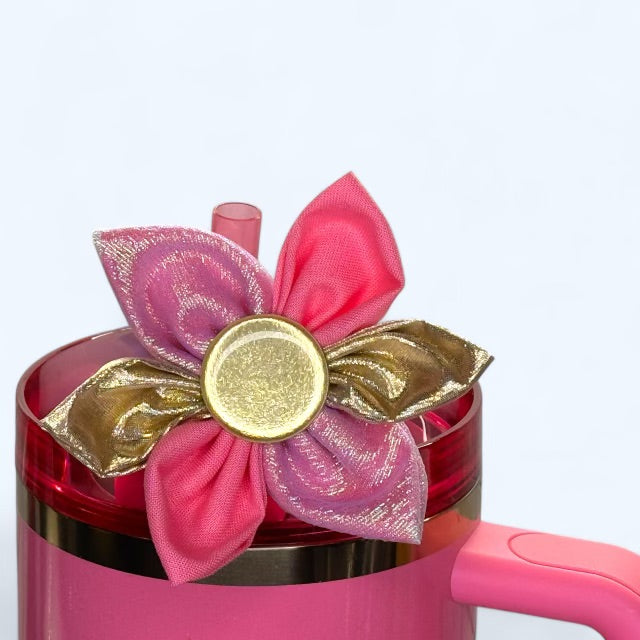 Wicked Glenda Stanley Bow Flower for Tumbler Flower Bow Accessory for Stanley Straw Fabric Flower  Wicked Cup Glenda Pink Themed