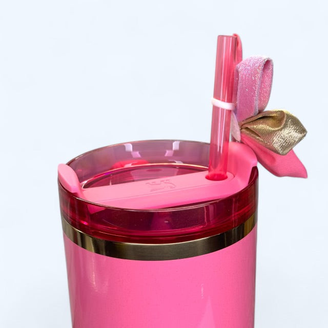 Wicked Glenda Stanley Bow Flower for Tumbler Flower Bow Accessory for Stanley Straw Fabric Flower  Wicked Cup Glenda Pink Themed