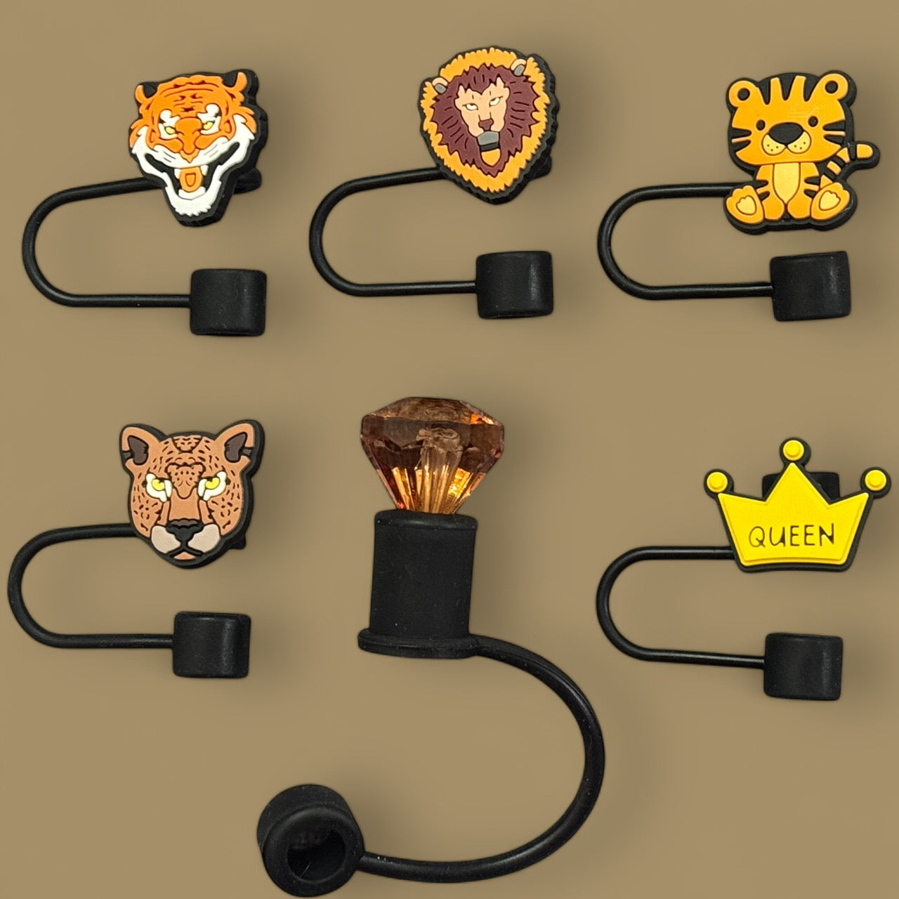 Tiger Tyla Stanley Cup Themed Straw Covers Lion Tiger Panther Crown